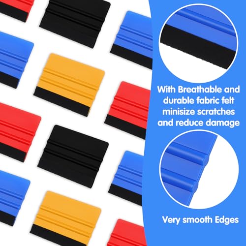 80 Pcs Vinyl Squeegee with 4 Inch Felt Fabric Edge Squeegees Tool with Soft Cloth for Window Tint Film Decal Squeegee Application Tools Vinyl Wrap Installation Wallpaper Smooth Tool