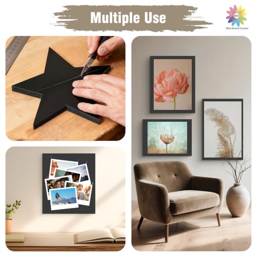 Mat Board Center 8.5x11 Black Foam Boards Pack of 5, 3/16" Thick - color: Black, size: 8.5x11