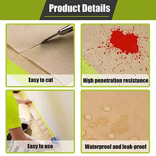 Tape and Drape, 6” x 100 feet Masking Paper for Painting, 2 Pack - size: 6", 100ft