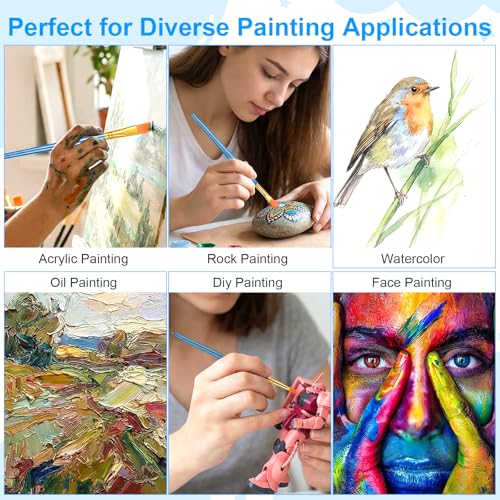 30 Pcs (3×10 Pack) Acrylic Paint Brushes Set, Fine Detailing