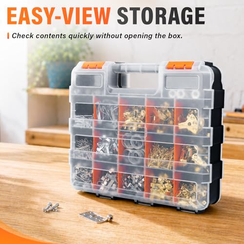 DIYSELF Screw Organizer, Double-Sided 34-Compartment Small Parts Organizer - size: 1 Pack