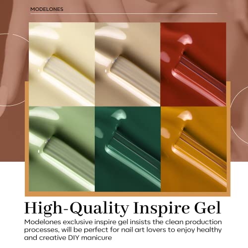 modelones Fall Gel Nail Polish Set, Nude Green Orange Yellow Red Caramel - color: A A7 Holiday Collection