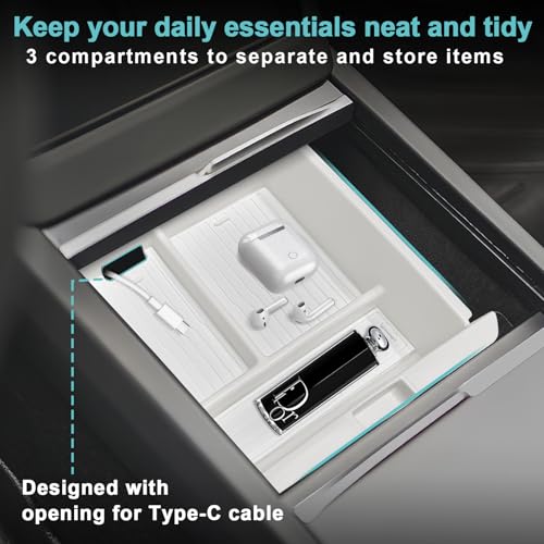 BestEvMod 5PCS Console Organizer for 2025 2026 Tesla Model Y Juniper(White) - size: Juniper |5PCS White