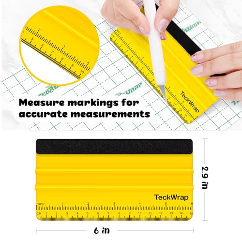 TECKWRAP Professional Felt Squeegee for Vinyl, Yellow, 2 PCS, 6"x2.9" - color: 2pcs Yellow
