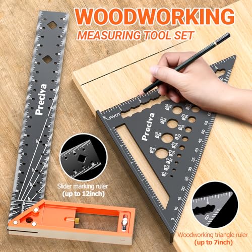 Preciva Carpenter Square Set, 7" Rafter & 12" Right Angle Ruler
