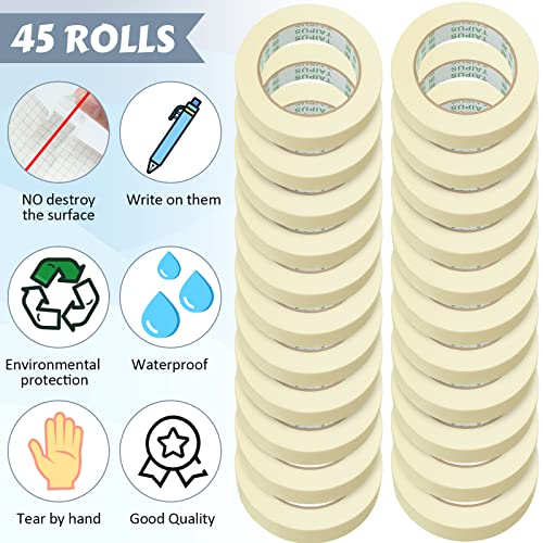 Fainne 45 Rolls Masking Tape Bulk 0.8 Inch 55 Yards - size: 0.8 Inch