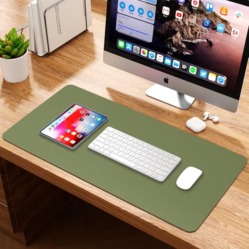 Non-Slip Leather Desk Pad Protector Mouse Mat, Avocado Green 31.5x15.7 in - color: Avocado Green, size: 31.5" x 15.7"