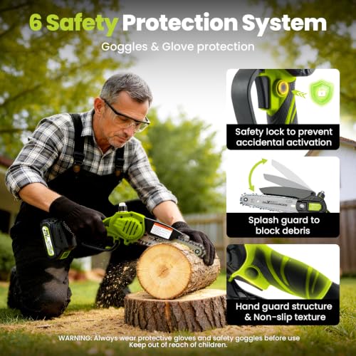 maXpeedingrods Mini Chainsaw Cordless, 6 inch Small Chainsaw Electric Saw - color: Grass Green 1 Battery