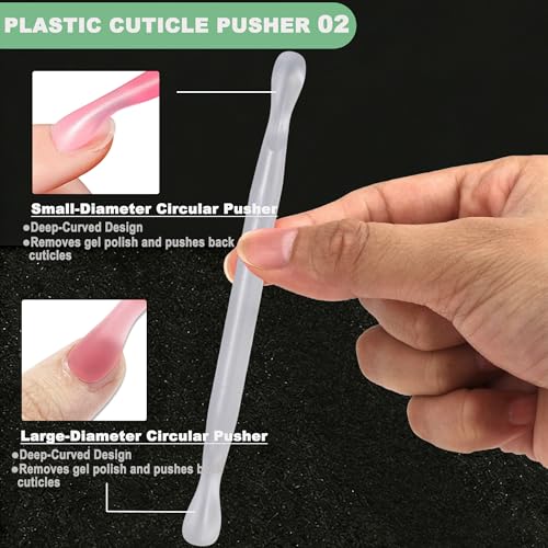 2Pcs Plastic Cuticle Pusher, Dual-end Dead Skin Nail Pusher, Gentle Plastic Pusher, Gel Polish Remover Tool, Manicure and Pedicure Tool, White - color: White