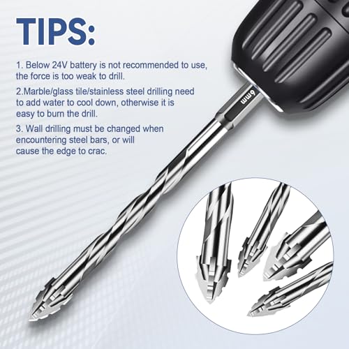 Four-Flute Sawtooth Eccentric Drill Bit, Multifunction Drill Bit Set High Hardness Skewed Head Eccentric Drill (Silver,10PC: 6MM) - color: Silver, size: 10PC: 6MM