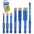 7-Pack Hex Shank Diamond Drill Bits & Carbide Tile Drill Bit Set, 5 Sizes - size: 7 Pcs 3/16"-1/2" Mixed Styles