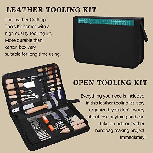 Jupean Leather Working Tools: Leather Tools for Leathers Working Kit - size: 70 Pcs