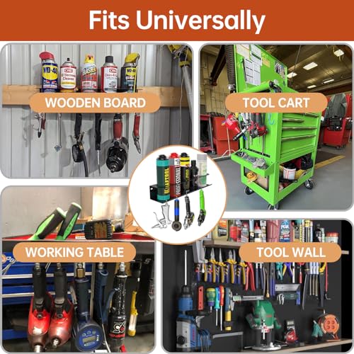 Wall Mounted Pneumatic Tool Holder/Aerosol Rack Combo, for Garage Workspace