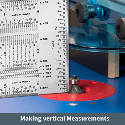 POWERTEC 80025 12 Inch Precision Marking T Rule, Stainless Steel Woodworking T Square Ruler for Marking, Measuring, Scribing Tool - style: 12" T Square