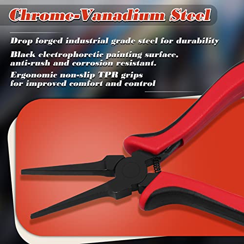 SPEEDWOX 5.5 Inch Thin Flat Nose Pliers Smooth Jaw TPR Handle - color: Red&black Smooth Jaw