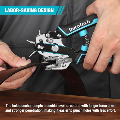 DURATECH Leather Hole Punch, Heavy Duty 6-Hole Punch Plier Tool