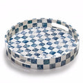 CHI AN HOME 12.6" Capiz Shell Round Decorative Tray with Handles, Navy Blue - color: Navy Blue