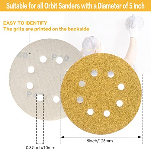 100PCS 5 Inch Sanding Discs 320 Grit Random Orbit Sander Sandpaper - style: Advanced Aluminum Oxide