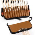 Stand Up Paint Brush Holder Case, 22-Slot Paintbrush Storage Bag Pop-Up - color: Caramel Brown, size: Medium 6*11"