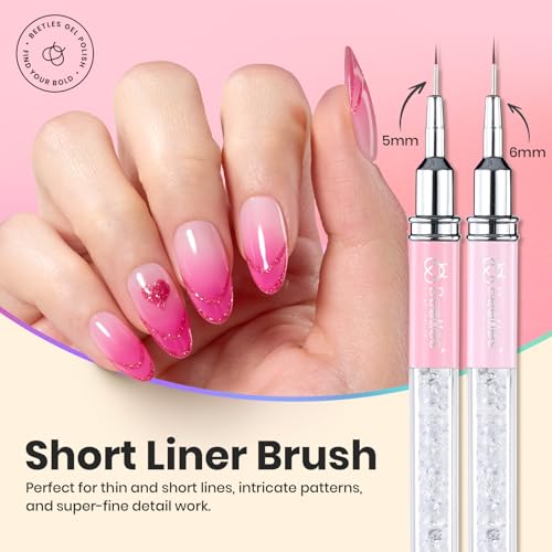 Beetles Gel Polish Nail Art Liner Brushes 5Pcs Painting Art Design Pen Set - color: B-yellow-5