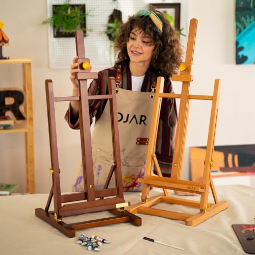 DJAR Medium Tabletop Painting Easel, Assembly-Free, Solid Beechwood, Walnut - style: Walnut