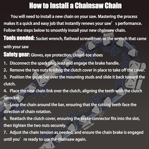 [4 Pack] 16 Inch Chainsaw Chain 3/8" LP Pitch .050" Gauge 56 DL - Manganese Steel Low-Kickback Chains, Fits for Craftsman, Poulan, Husqvarna, Echo, Ryobi and More