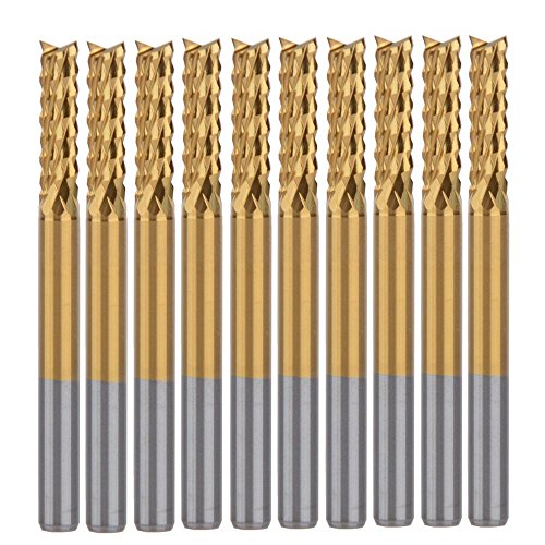 10Pcs 1/8'' Shank 3.0mm Titanium Coat Carbide End Mill Engraving Bits CNC Rotary Burrs Tool for PCB Mould Plastic Fiber Carbon Fiber Hardwood - size: 3.0mm