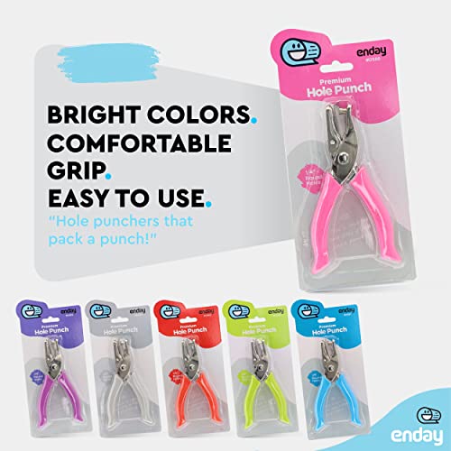 Emraw Premium Single Hole Paper Punch Cushion Grip Heavy Duty Hole Puncher for Greeting Cards Scrapbook Notebook Puncher Craft Paper Hand Tool Pack of 6 - size: 6