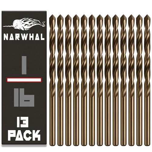 Narwhal 1/16 Inch Drill Bit (13 Pack) Cobalt for Metal & Stainless Steel - size: 1/16 in