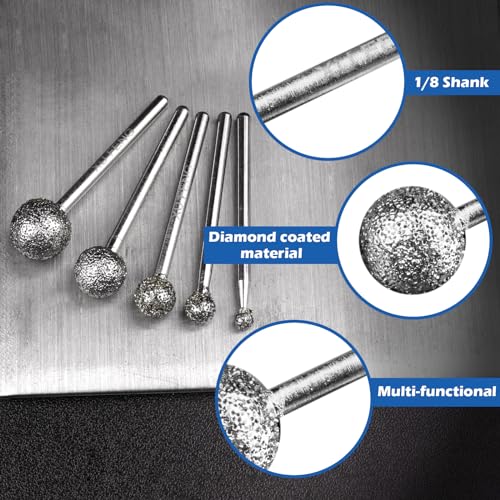 1/8 Shank Diamond Grinding Burr Drill Bit Ball Shape Rotary Bit