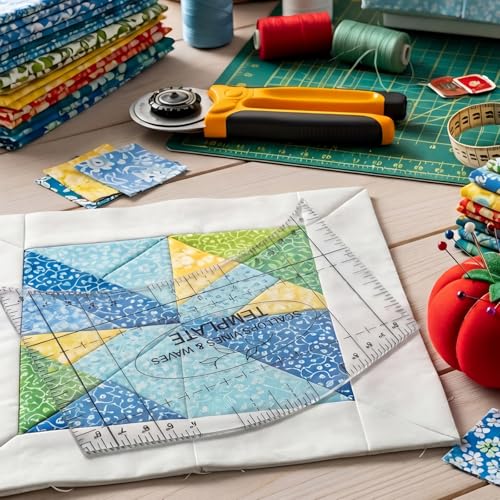 Scallop Vine Wave Design Template Acrylic Quilting Template Multi Pattern Sewing Ruler Precision Quilting Stencil Tool for DIY Sewing Quilts Pillows Tablecloth Crafts