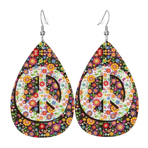 Faux Leather Teardrop Earrings - color: Burst