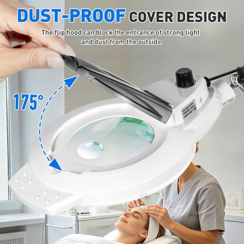 KIRKAS LED Magnifying Lamp with Clamp, 2,200 Lumens Dimmable 28in 12X 30X - color: White 28in Magni-attach