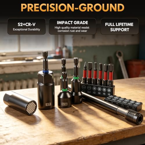80-Pieces Magnetic Impact Nut Driver Set - Impact Nut Driver Set with Socket Adapters, Wing Driver, Bit Holder, Universal Sockets, Quick Release Extension, Power Bits, 1/4'' Quick Change - size: 79-Pc Magnetic Nut Driver Set