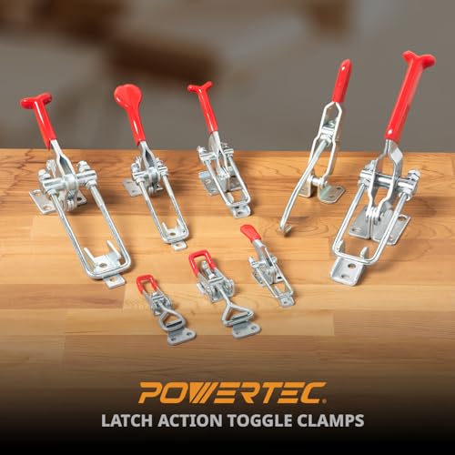 POWERTEC 2PK Toggle Clamp, 1000 lbs Holding Capacity, 334 Adjustable 90 Degree Vertical U Bolt Latch w/Antislip Hand Grip for Woodworking Jigs & Fixtures, Smoker, Tire Carrier, Cabinet (20309-P2) - size: 334, 2PK