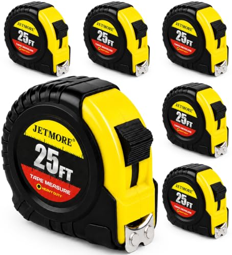 JETMORE 6 Pack Measuring Tape, Retractable Tape Measure with Magnetic Hook - size: 6-Pack Yellow