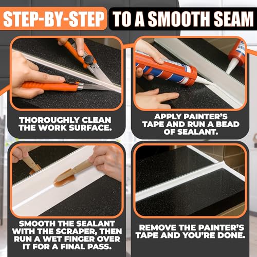 4-Piece Caulking Tool Kit for Silicone Sealant, Grout and Sink Edges