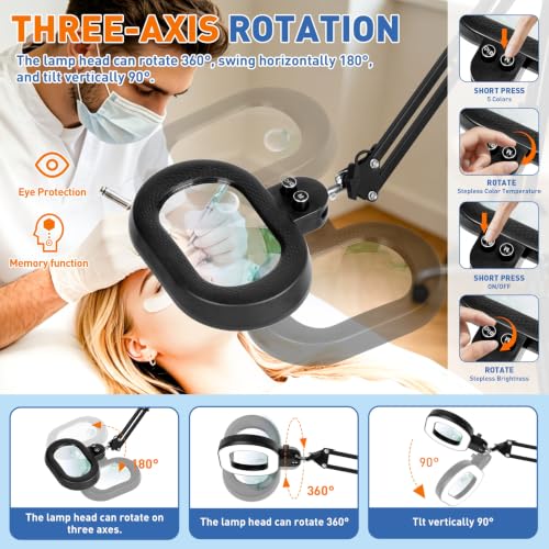 Floor Magnifying Glass with Light, 4 Wheel Stable Stand Base 12X 30X - color: Black