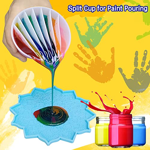 Split Cup for Paint Pouring Fluid Art Silicone Split Cup Resin Pouring Painting Tools DIY Making Drawing Accessories Reusable Split Cup with Dividers (6 Channels) - color: 6 Channels