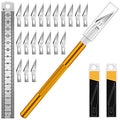 DIYSELF Craft Knife Set with 20#11 Exacto Knife Blades, 6" Metal Ruler - color: Gold-20pcs