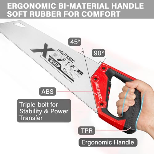 HAUTMEC 16 Inch Pro Hand Saw, 11 TPI Fine Tooth for Wood Cutting - style: Pro 16"