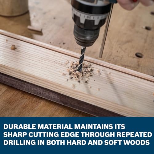 BOSCH BP14616 5-Piece Brad Point Drill Bit Set for Wood | Featuring 1/4", 5/16", 3/8", 7/16", & 1/2" Sizes for Precision Woodworking, Cabinetry, and Doweling