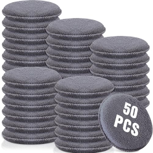 Tanlade 50 Pcs Microfiber Wax Applicator Pads 5 Inch, Grey - color: Gray