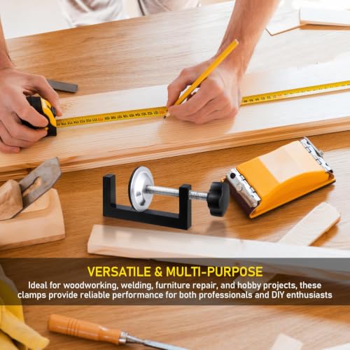 3 Inch C Clamp for Woodworking - 2 Pack Heavy Duty Steel Clamps, Compact Design for Precision Work, Secure Holding with Sliding Jaw for Crafting, Carpentry & Workshop Use