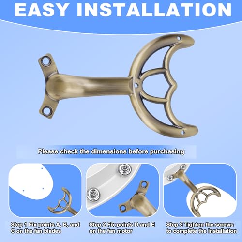 lasuroa Ceiling Fan Blades Arms Replacement, 52" Ceiling Fan Blade Mounting Bracket Support Holders Replacement Parts for Repairing and Installing (Antique Bronze Finish) - color: antique bronze finish