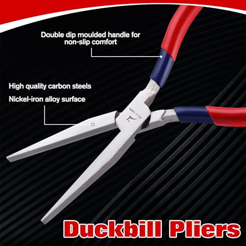 7 Inch Long Flat Nose Pliers Smooth Jaw Extended Head Duckbill - style: Smooth Jaws
