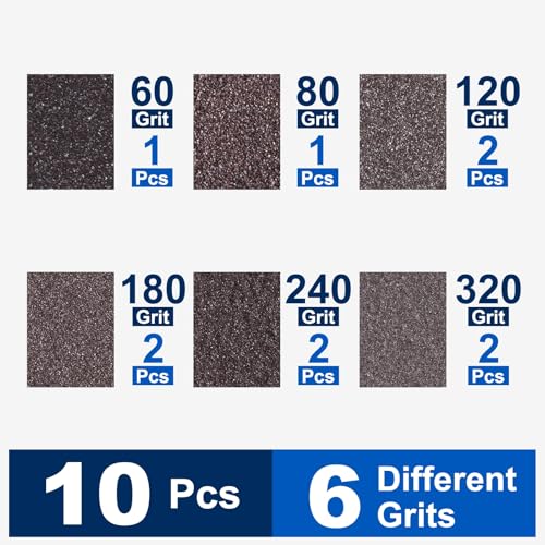 10Pcs 60-320Grit Sanding Sponges, Wet Dry Sanding Blocks - size: 60/80/120/180/240/320Grit