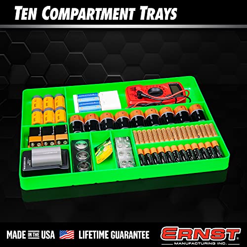 Ernst 10 Compartment Drawer Organizer: Heavy Duty Stackable Tray for Garage Tool Organization - Low-Profile Toolbox Storage - Bolts, Tools, Parts, Easy to Clean – High Visibility - Made in the USA