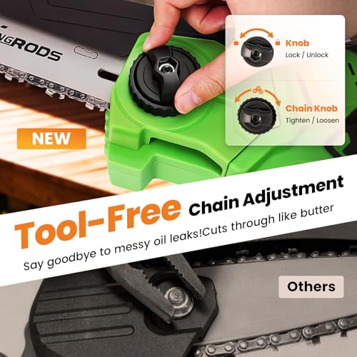maXpeedingrods Electric Chainsaw Cordless, 8 Inch & 6 Inch Mini Chainsaw - color: Light Green 1 Battery 8 Inch