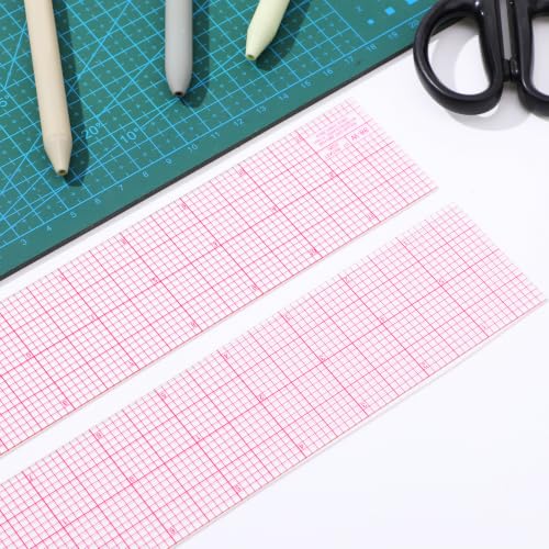 Zonon 2 Pack Clear Sewing Ruler 2 X 12 Inch Plastic Ruler for Quilting